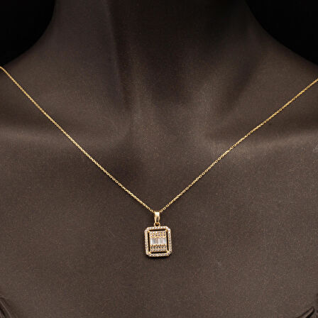 Köşeli Baget 14 Ayar Altın Kolye