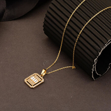 Köşeli Baget 14 Ayar Altın Kolye