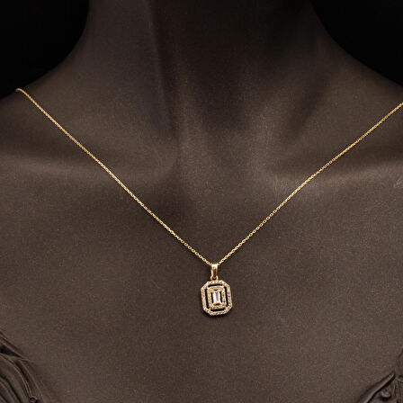 Baget Tektaşlı 14 Ayar Altın Kolye