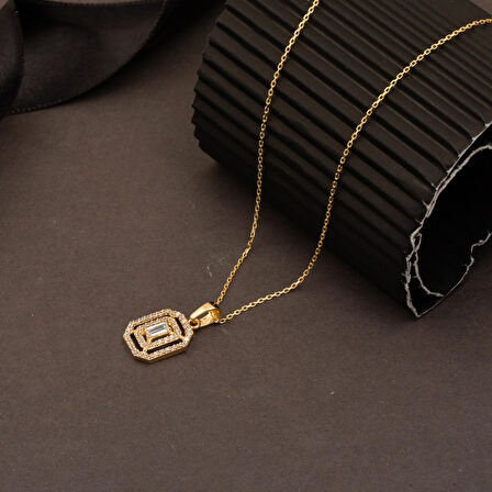 Baget Tektaşlı 14 Ayar Altın Kolye