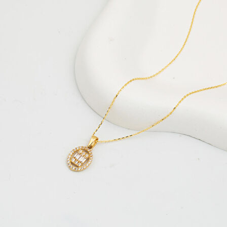 Oval Baget Kolye 14 Ayar Altın