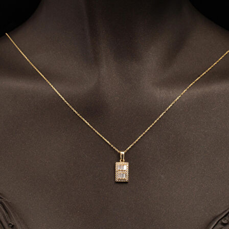 Parçalı Baget 14 Ayar Altın Kolye