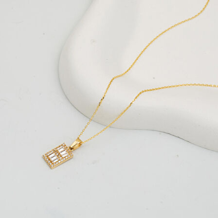 Parçalı Baget 14 Ayar Altın Kolye