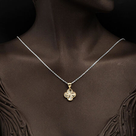 Yonca 14 Ayar Altın Kolye Ucu Orta Boy