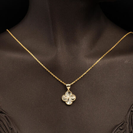 Yonca 14 Ayar Altın Kolye Orta Boy