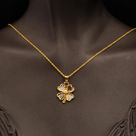 Yonca Işıltısı 14 Ayar Altın Kolye