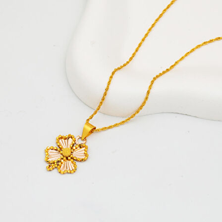 Yonca Işıltısı 14 Ayar Altın Kolye