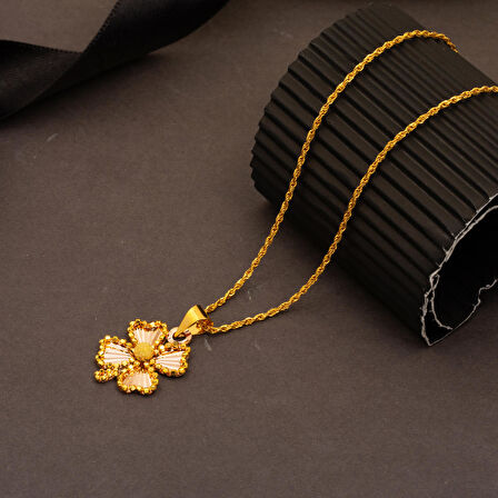 Yonca Işıltısı 14 Ayar Altın Kolye