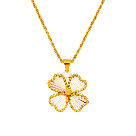 Yonca Işıltısı 14 Ayar Altın Orta Boy Kolye