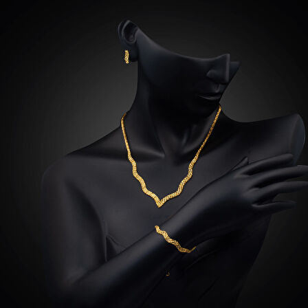 Yaşam Çiçeği Kıvrımlı Altın Düğün Seti