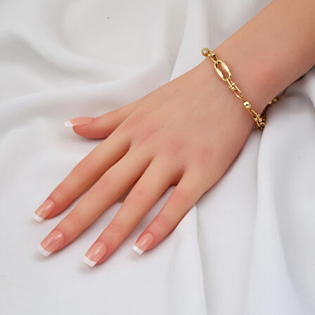 Tiffany Zincirli 14 Ayar Altın Kolye Bileklikli Set