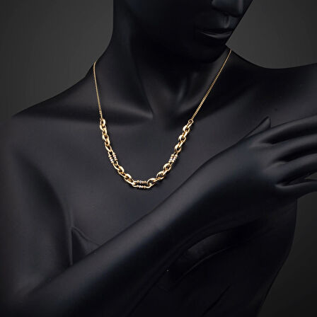 Dorika Halkalı 14 Ayar Altın Kolye