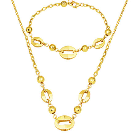 Parıltı Zinciri 14 Ayar Altın İkili Takı Seti