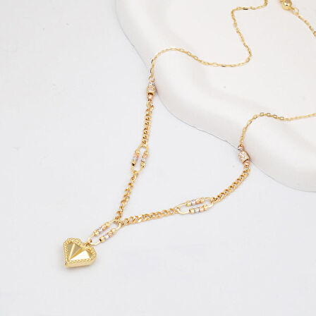 Kalp Zinciri 14 Ayar Altın Kolye