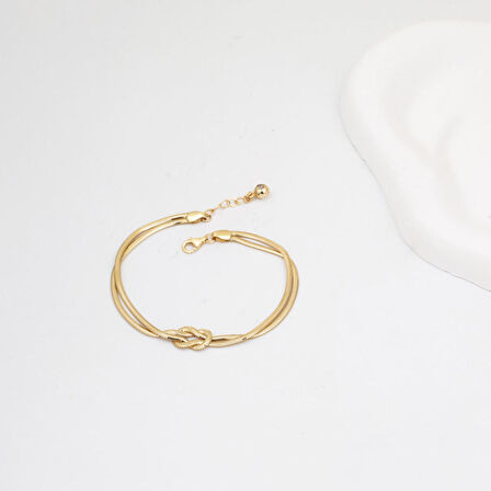 Düğümlü Balıksırtı 14 Ayar Altın Zincir Bileklik