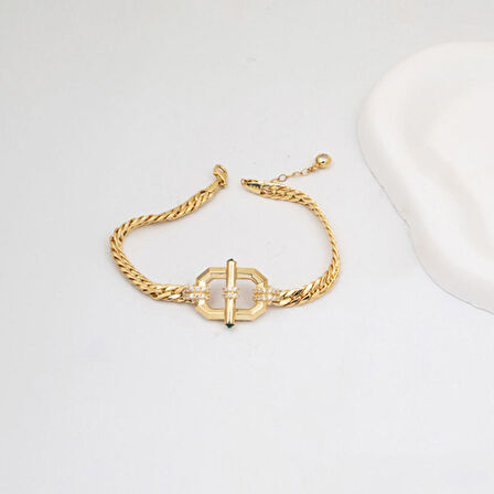 Gurmet Zincirli 14 Ayar Altın Kelepçe Bileklik
