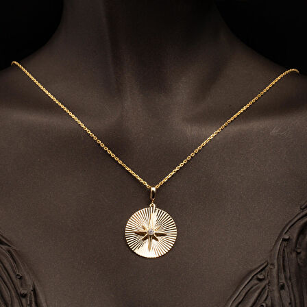 Parıltılı Kuzey Yıldızı 14 Ayar Altın Kolye