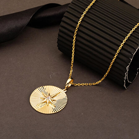 Parıltılı Kuzey Yıldızı 14 Ayar Altın Kolye