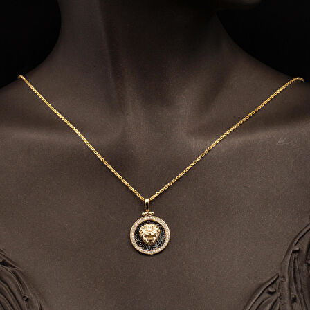 Aslan Tasarım Madalyon Kolye 14 Ayar Altın