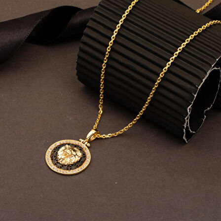 Aslan Tasarım Madalyon Kolye 14 Ayar Altın