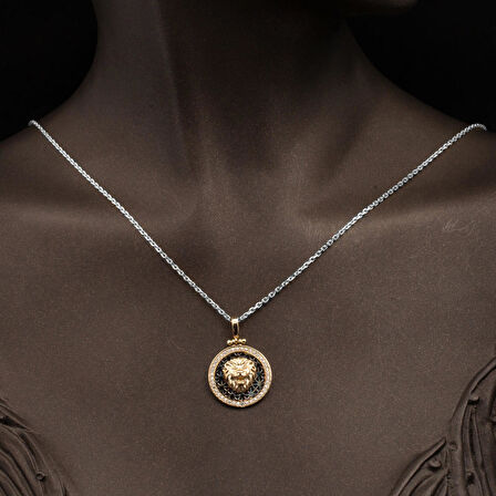 Aslan Tasarım Madalyon Kolye Ucu 14 Ayar Altın