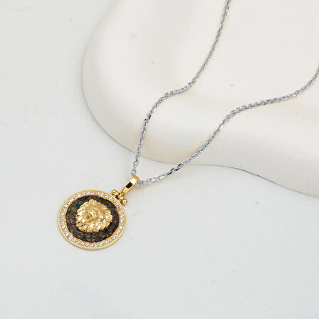 Aslan Tasarım Madalyon Kolye Ucu 14 Ayar Altın