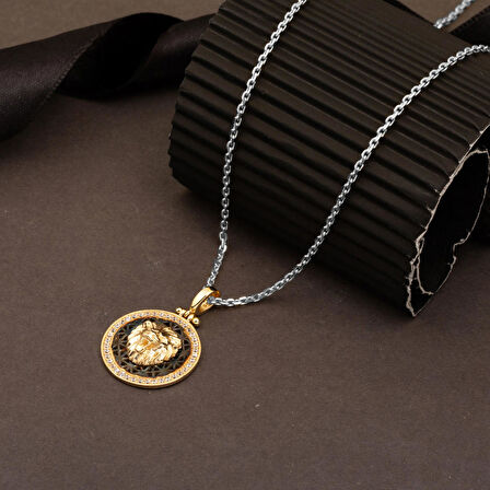 Aslan Tasarım Madalyon Kolye Ucu 14 Ayar Altın