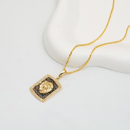 Madalyon Aslanlı 14 Ayar Altın Kolye
