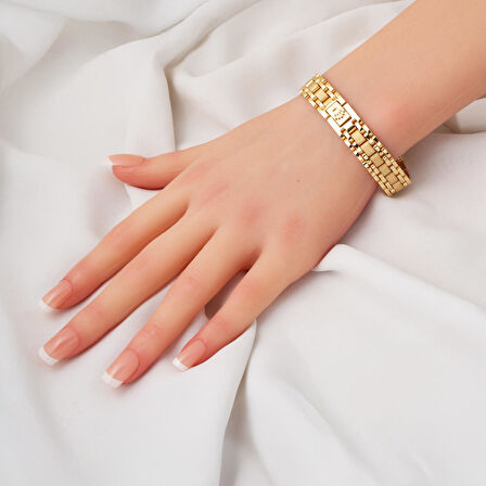 Rolex Tasarım 14 Ayar Altın Unisex Bileklik