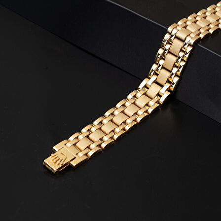 Rolex Tasarım 14 Ayar Altın Unisex Bileklik