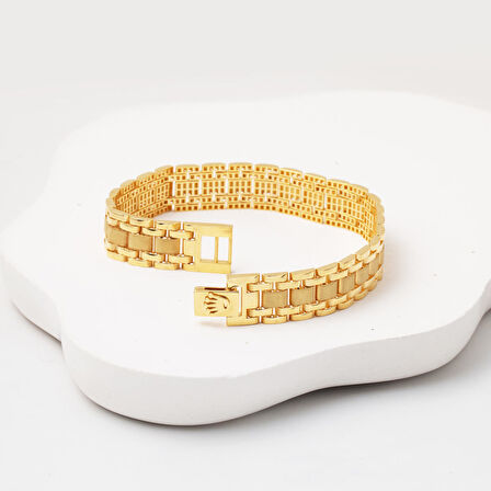 Rolex Tasarım 14 Ayar Altın Unisex Bileklik