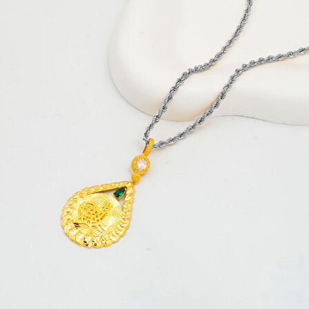 Klasik Tuğralı 14 Ayar Altın Kolye Ucu