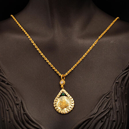 Klasik Tuğralı 14 Ayar Altın Kolye