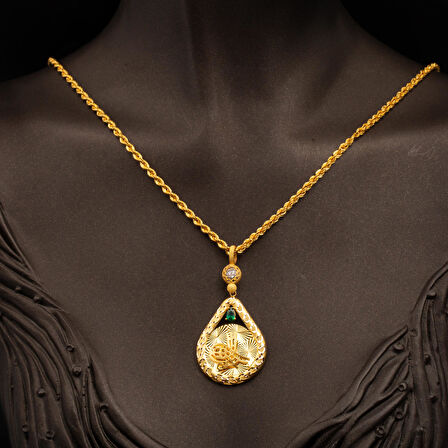 Parıltılı 14 Ayar Altın Tuğralı Kolye