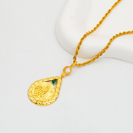 Parıltılı 14 Ayar Altın Tuğralı Kolye