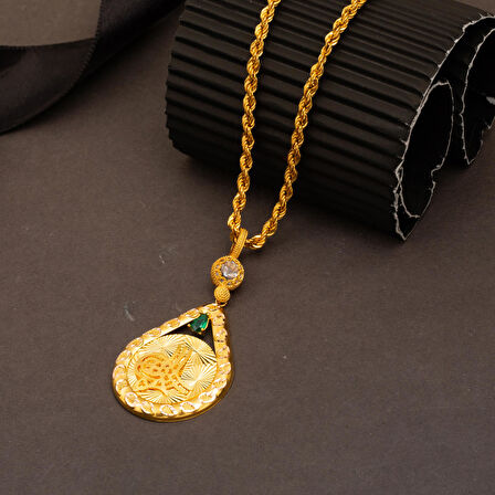 Parıltılı 14 Ayar Altın Tuğralı Kolye