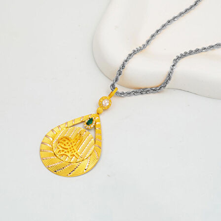 Tuğralı 14 Ayar Altın Damla Kolye Ucu