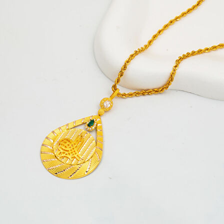 Tuğralı Damla Altın Kolye 14 Ayar