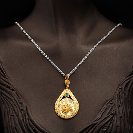 Işıltılı Tuğra 14 Ayar Altın Kolye Ucu