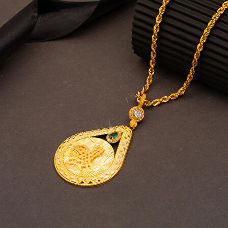 Işıltılı Tuğra 14 Ayar Altın Kolye