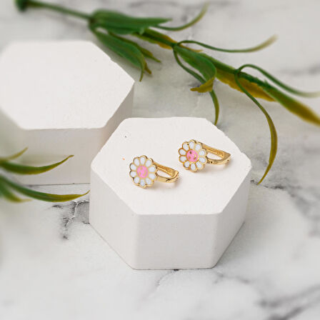 14 Ayar Altın Papatya Çocuk Küpesi