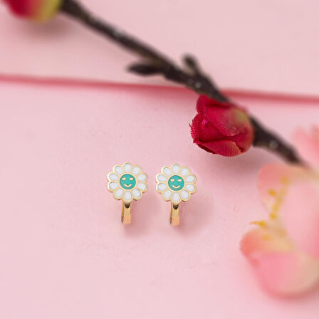 Papatya Çocuk Küpesi 14 Ayar Altın