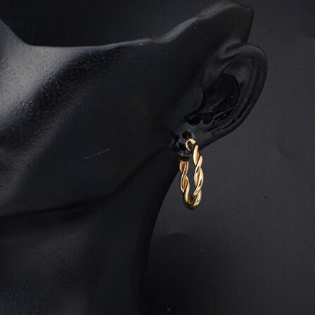 Burgulu Halka Altın Küpe 14 Ayar