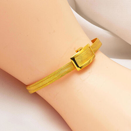 Klasik Tokalı 3 Sıra Trabzon Hasır 14 Ayar Altın Set