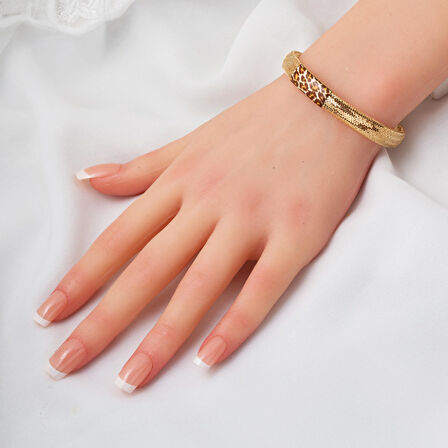 İtaly Leopar Desenli 14 Ayar Altın Bileklik