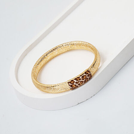 İtaly Leopar Desenli 14 Ayar Altın Bileklik