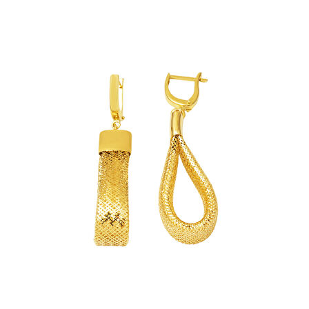 İtaly 14 Ayar Altın Sallantılı Küpe