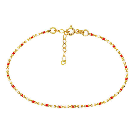 Kırmızı Mineli Altın Bileklik 14 Ayar