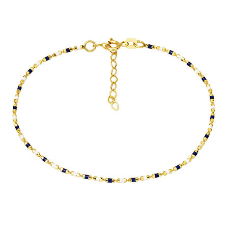 Lacivert Mineli 14 Ayar Altın Bileklik