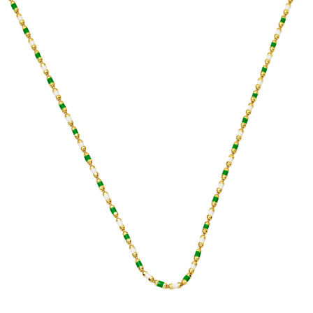 14 Ayar Altın Yeşil Mineli Zincir Kolye